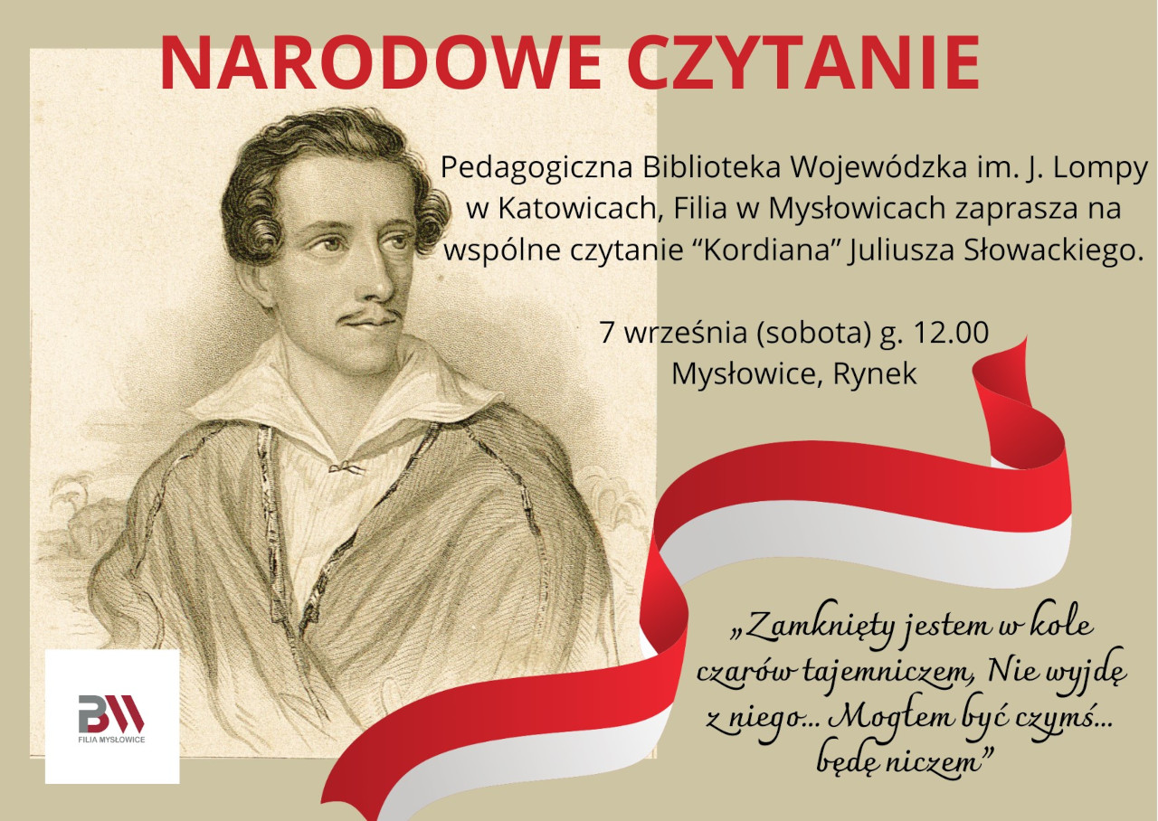Narodowe Czytanie 2024 w&nbsp;Myslowicach - zaproszenie