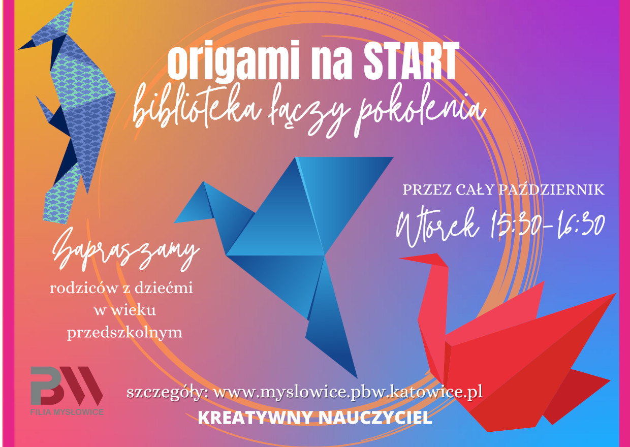 Plakat warsztatów Origami na start
